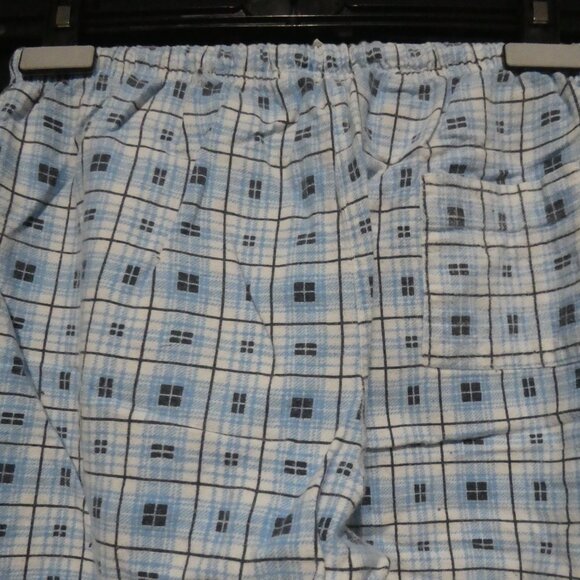 Blue Plaid Pajama Pants | medium | 100% cotton | Stretchy Waist and Drawstring - Picture 11 of 16